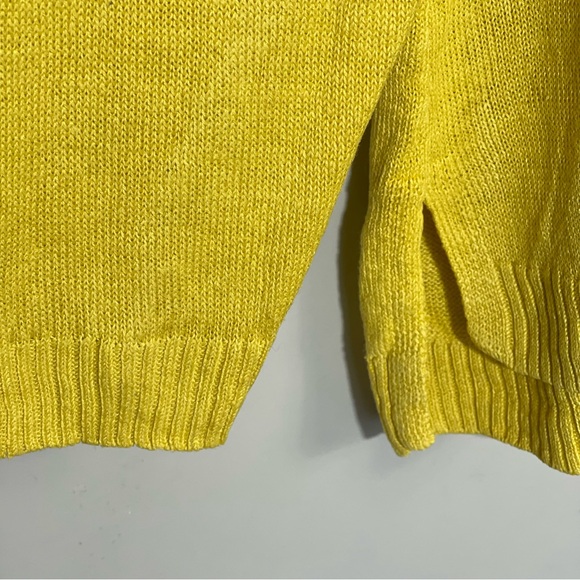 Eileen Fisher Organic Linen Yellow Knit Sweater Top Deep V Neck Top Plus Size 3X - Picture 6 of 12